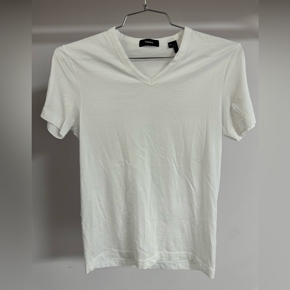 Theory V-Neck Cotton T-Shirt. 
$55.00*

White cotton V-neck T-shirt from Theory
